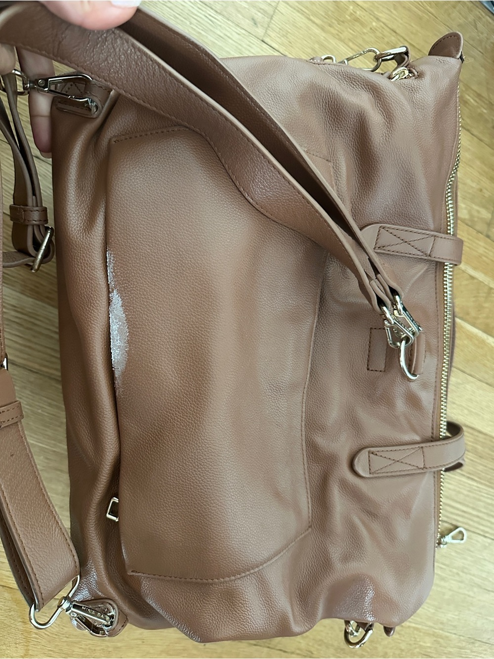 Mina Baie Amelia Full Women's Brown diaper Bag with Gold Hardware